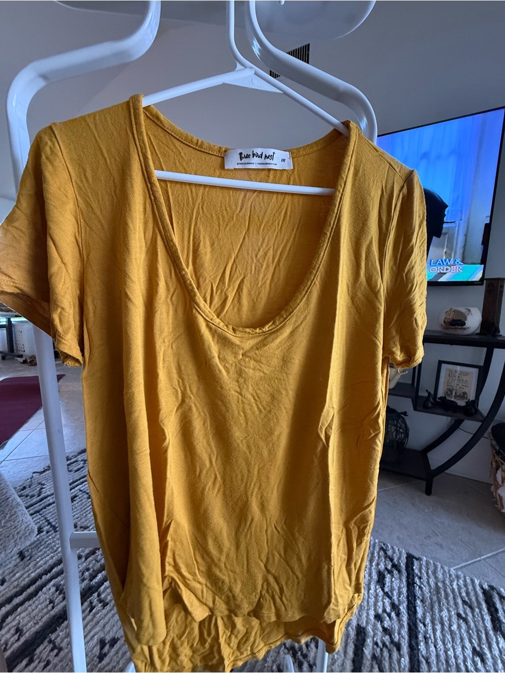 Three Bird Nest Mustard Scoop Neck Short Sleeve Tee